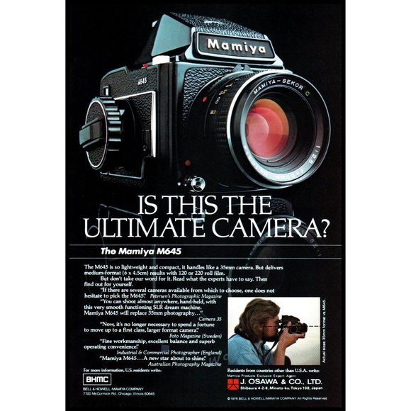 1976 Mamiya M645 Film Camera Vintage Print Ad Bell & Howell Wall Art Decor - Picture 1 of 1